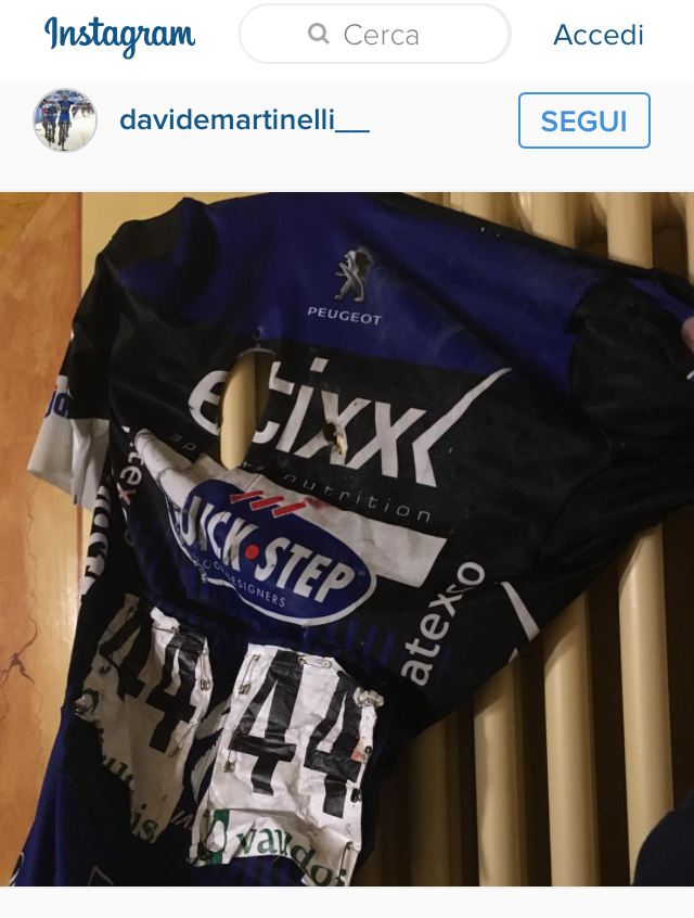 Davide Martinelli dopo l’incidente:”servirà tempo per il recupero ma poteva andare molto peggio”