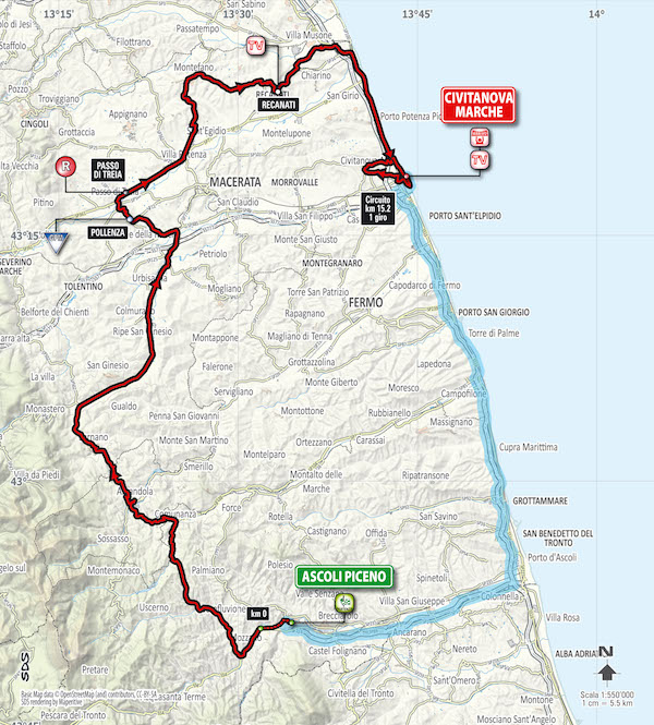 Tirreno-Adriatico: modificato il percorso di domani 