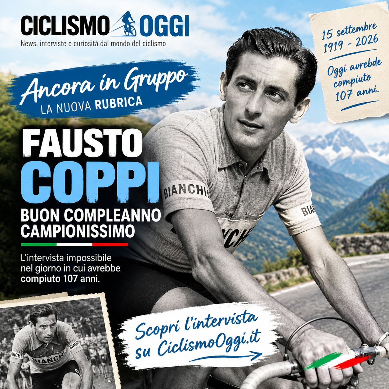 FAUSTO COPPI, BUON COMPLEANNO CAMPIONISSIMO, LA NOSTRA INTERVISTA