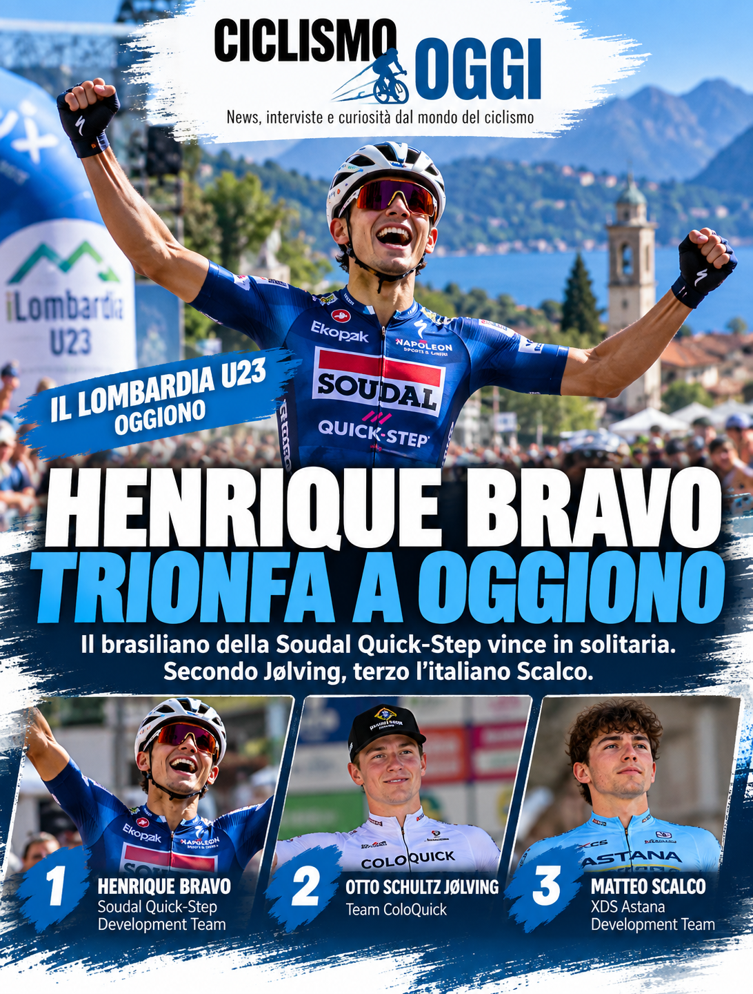 Il Lombardia U23 2026, Henrique Bravo è il nuovo re di Oggiono: assolo da campione, Scalco è terzo
